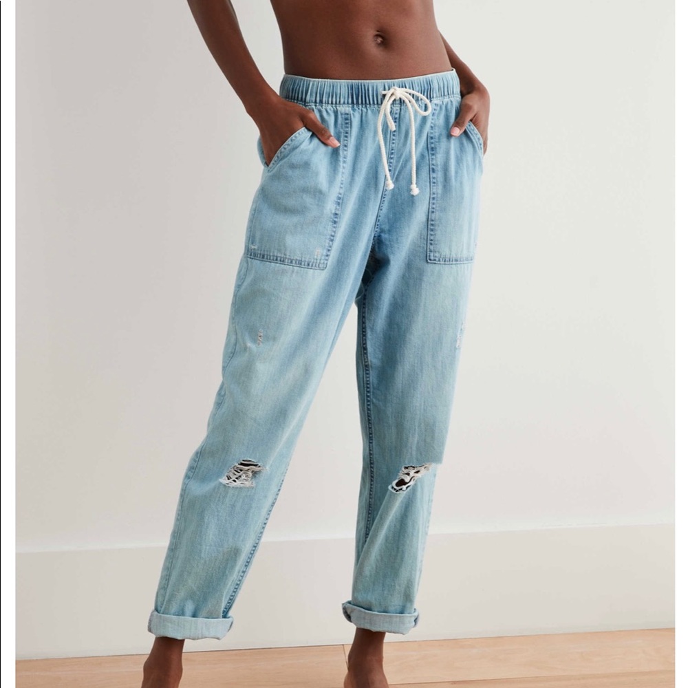 Aerie Distressed Chambray Pants